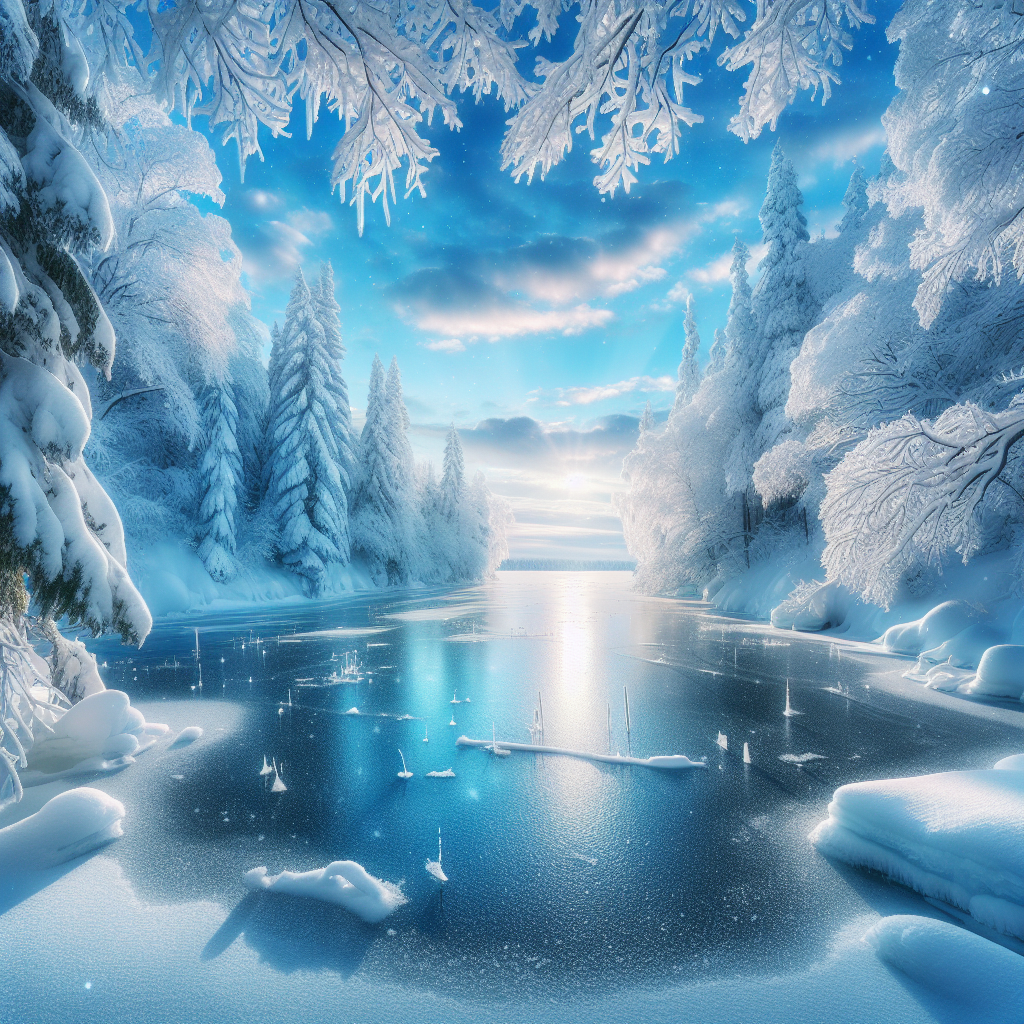 Winter landscape for ice fishing