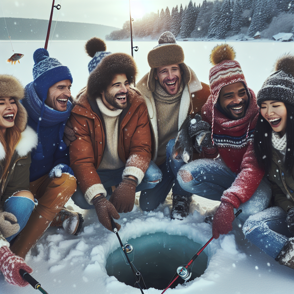 Enjoying winter fishing trip